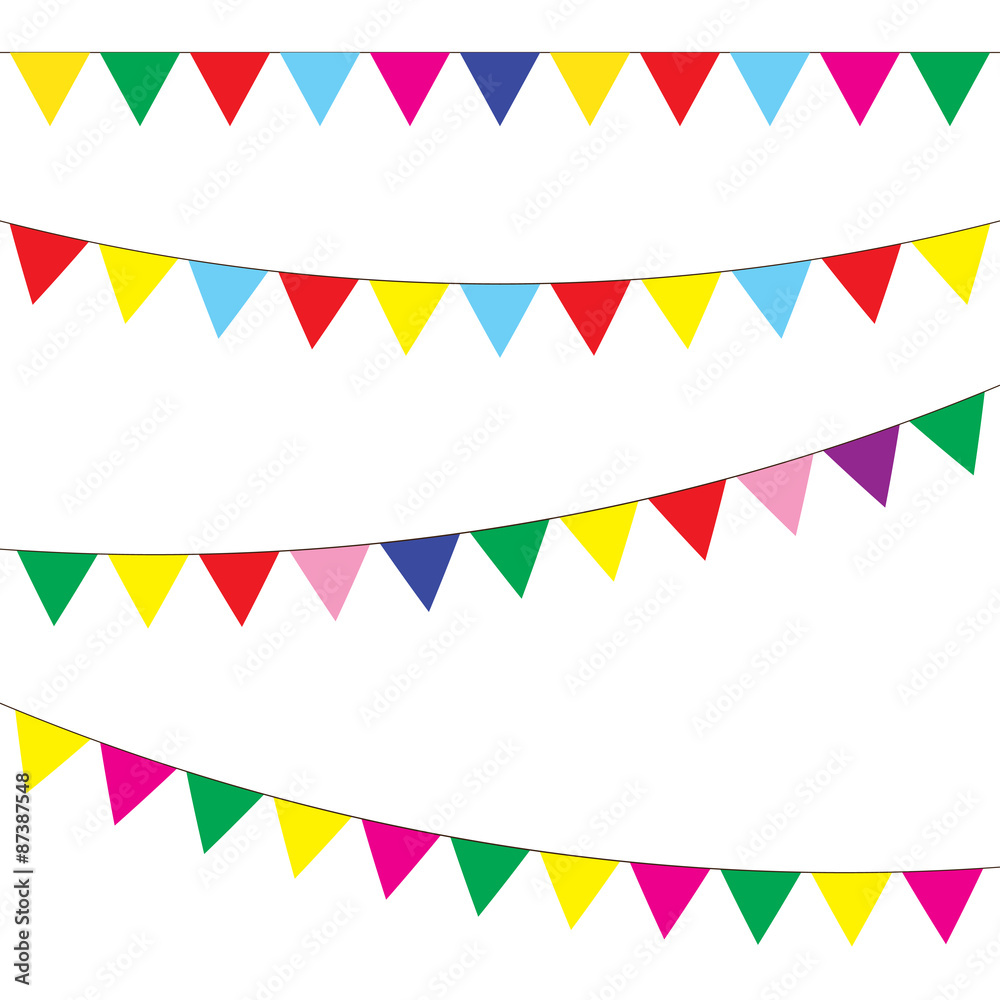 Bunting and garland set. Festive flags. Vector. Bunting and garland set. Festive flags. Vector.