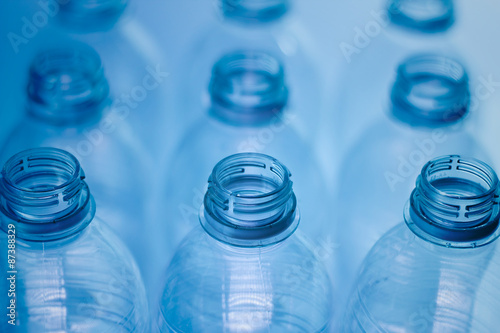 close up of used plastic bottles