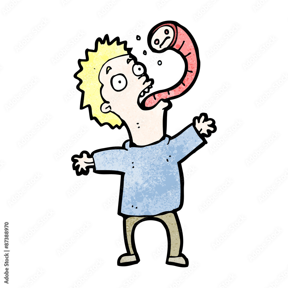 cartoon man with parasite