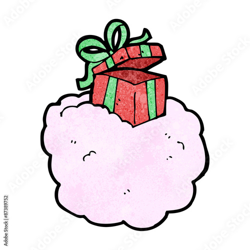 cartoon gift on cloud photo