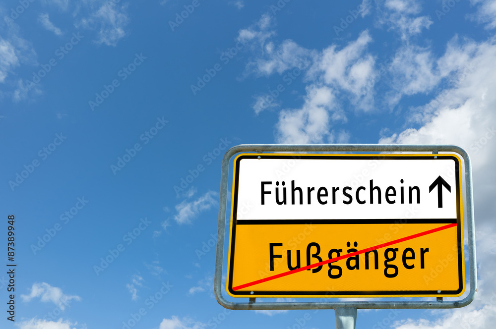 Ortstafel Fußgänger Führerschein 02 Ortstafel Fußgänger Führerschein 02