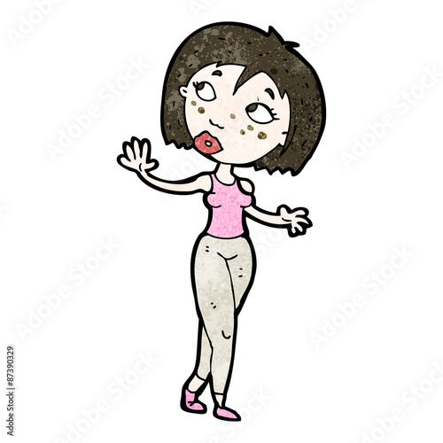 cartoon careful woman