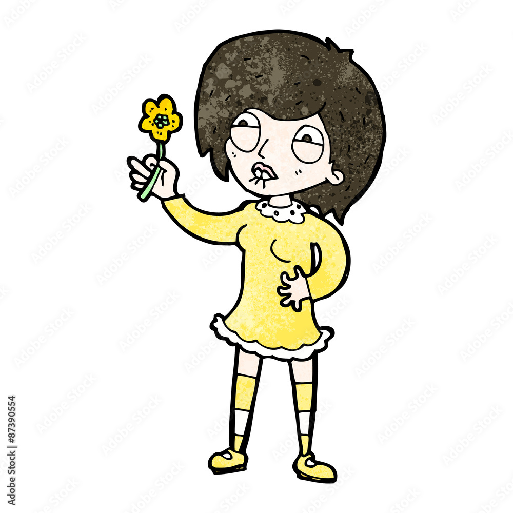 cartoon woman with plant cartoon woman with plant