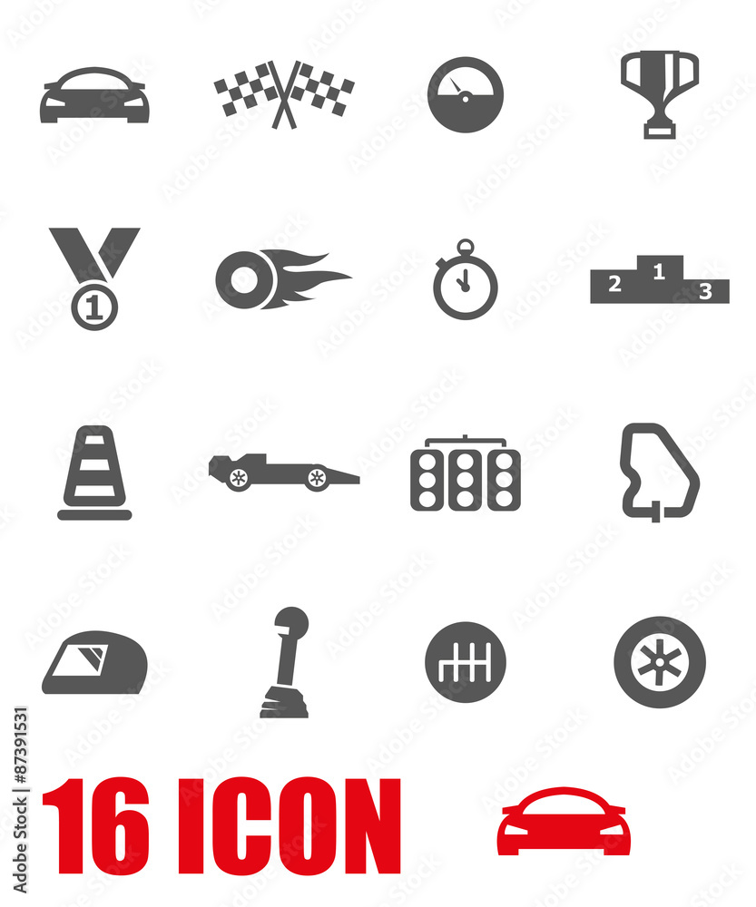 Vector grey racing icon set Vector grey racing icon set