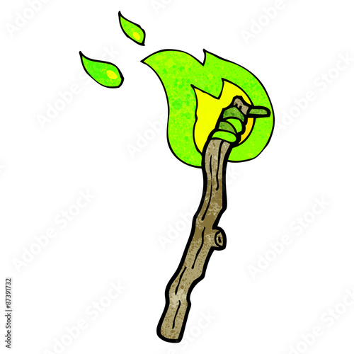 cartoon flaming halloween torch