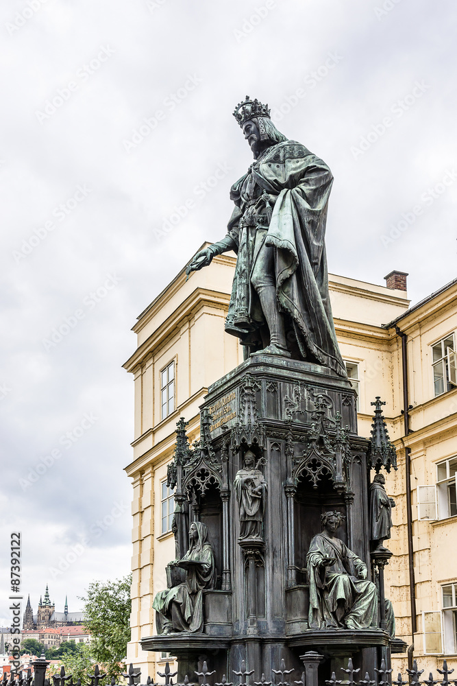 Fototapeta premium Charles IV Statue (Karel IV,1848). Prague, Czech Republic.