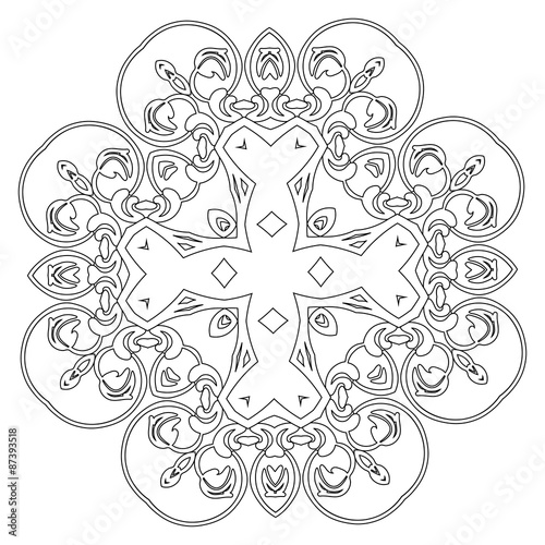 Ornament black white card with mandala.