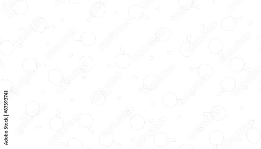 Vector seamless background of rackets for table tennis and balls on a white background. Pattern set for playing table tennis.