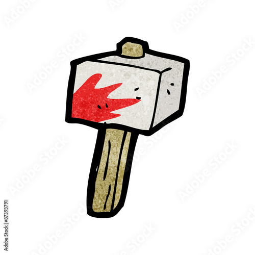 cartoon bloody stone hammer