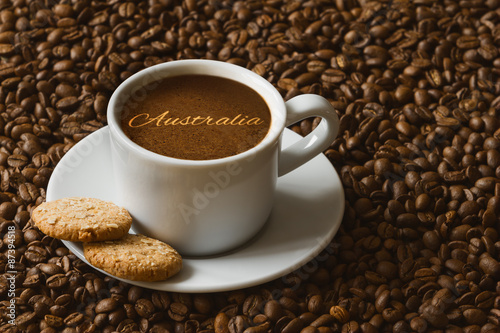 Still life - coffee with text Australia