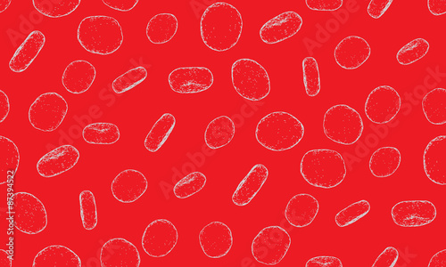 Vector seamless background of blood. The pattern of leukocytes under the microscope.