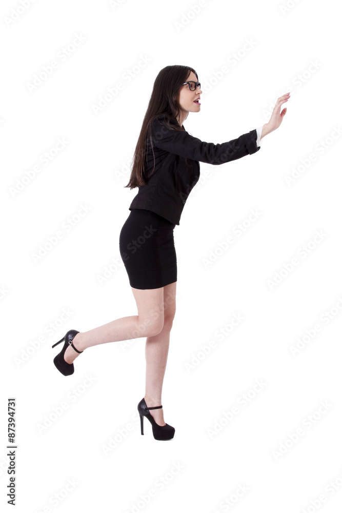 Business woman lifting foot