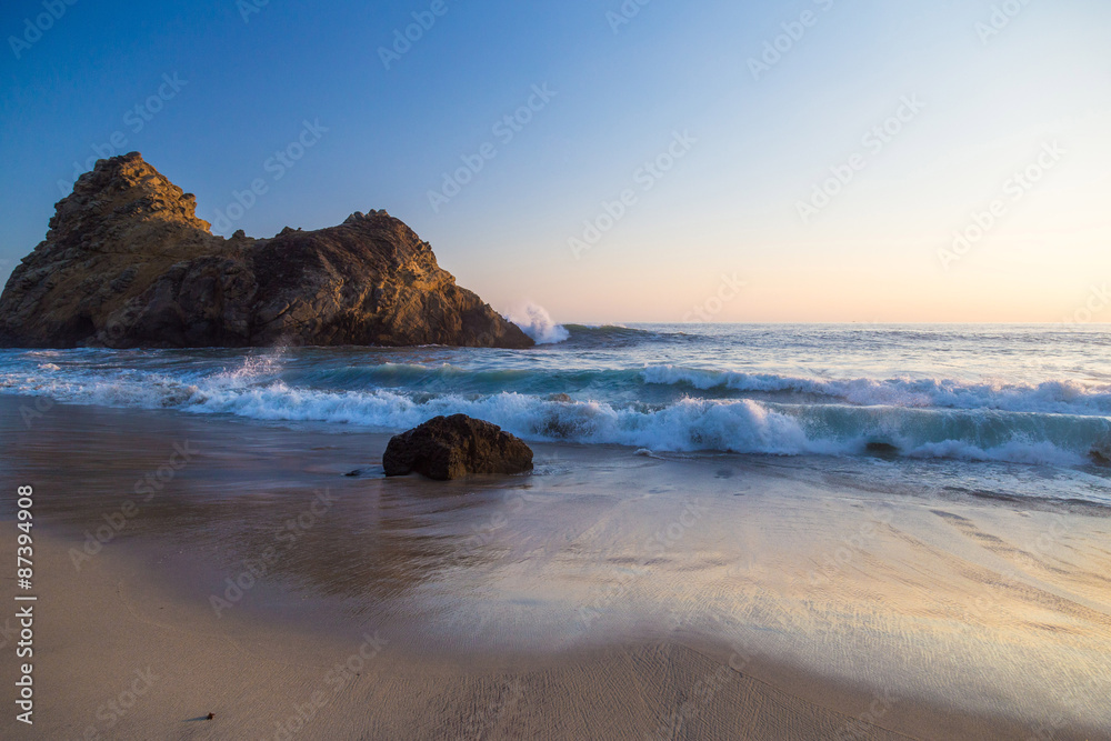 Sunset at the beach at Pfeiffer State Park, Big Sur, California Sunset at the beach at Pfeiffer State Park, Big Sur, California