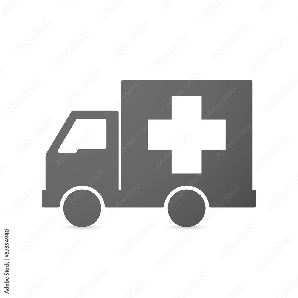 Isolated delivery truck icon with a pharmacy sign Isolated delivery truck icon with a pharmacy sign