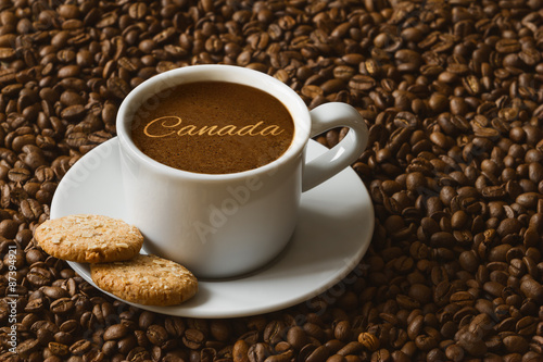 Still life - coffee with text Canada