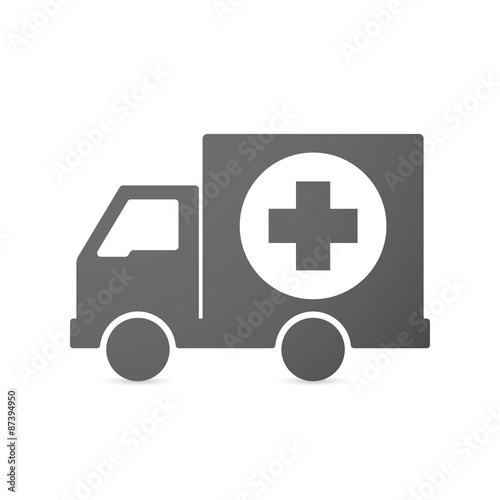 Isolated delivery truck icon with a pharmacy sign