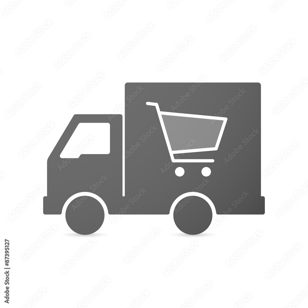 Isolated delivery truck icon with a shopping cart