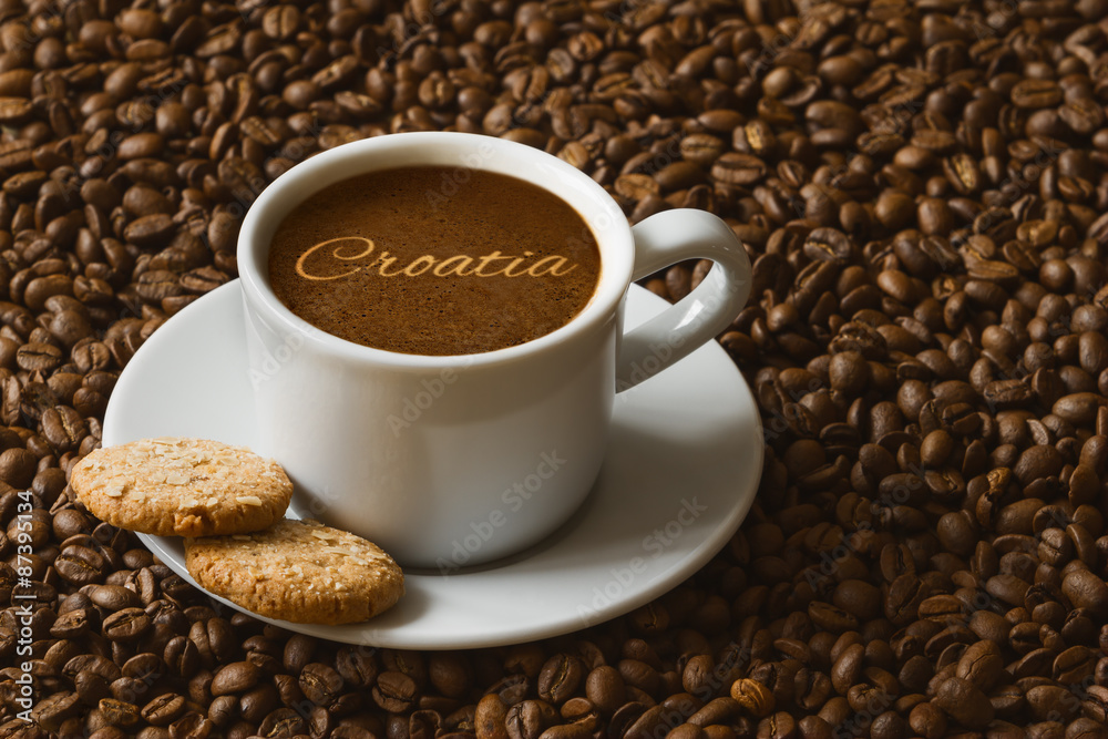 Fototapeta premium Still life - coffee with text Croatia