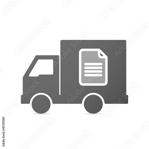Isolated delivery truck icon with a document