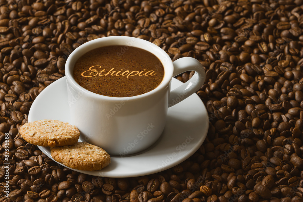 Still life - coffee with text Ethiopia Still life - coffee with text Ethiopia