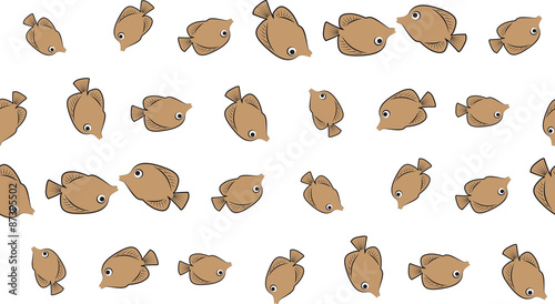 Vector seamless background of aquarium fishes on a white background. The pattern of ocean fish.