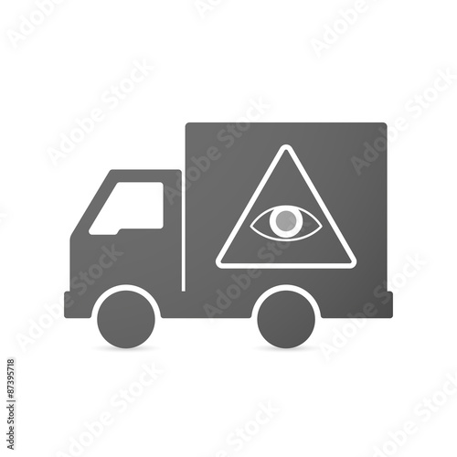 Isolated delivery truck icon with an all seeing eye