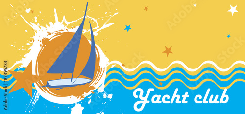 Sunny sea background with orange splash