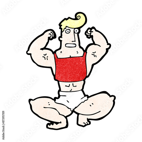 cartoon body builder man