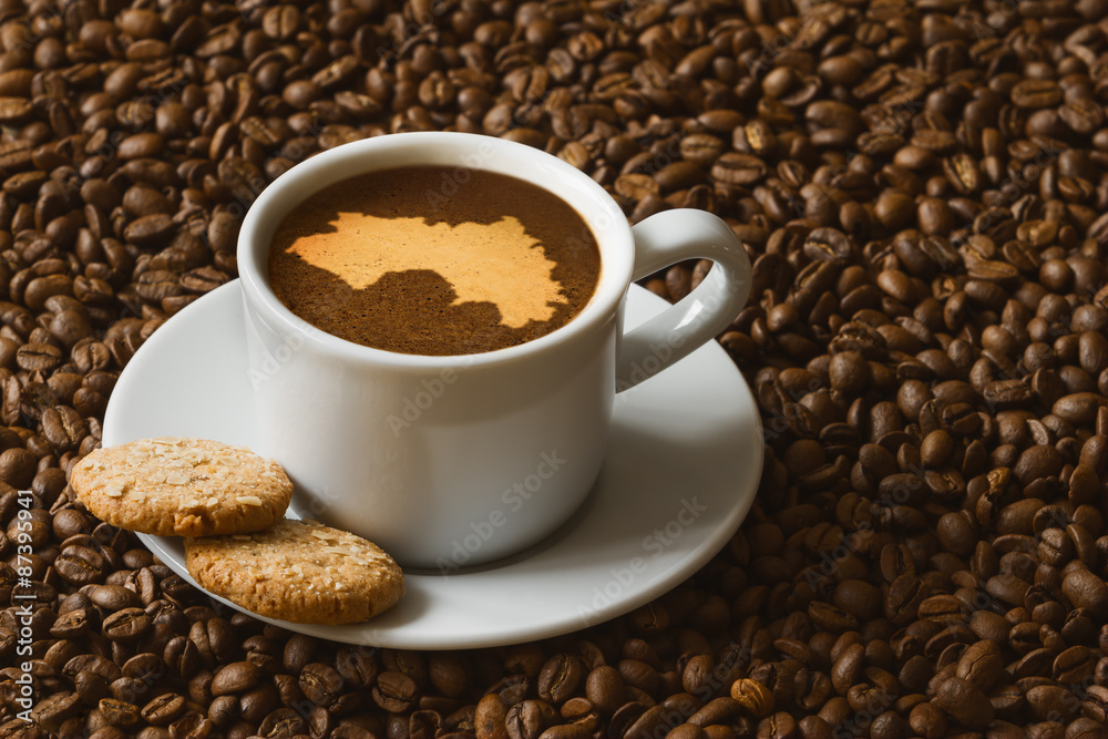 Fototapeta premium Still life - coffee with map of Guinea