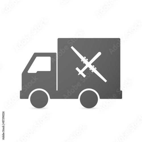 Isolated delivery truck icon with a war drone