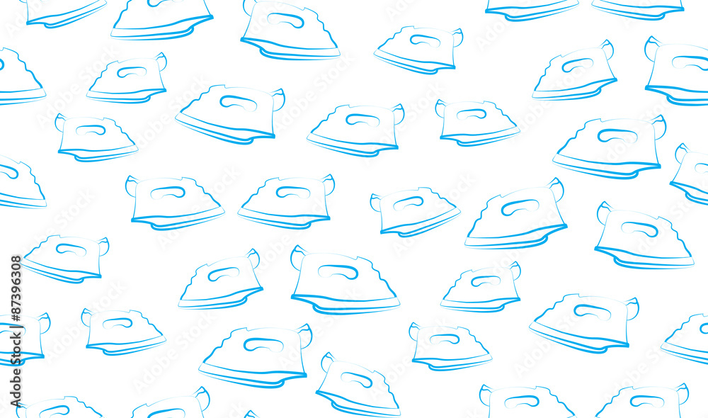 Vector seamless background of iron on a white background. The pattern of household appliances. Vector seamless background of iron on a white background. The pattern of household appliances.