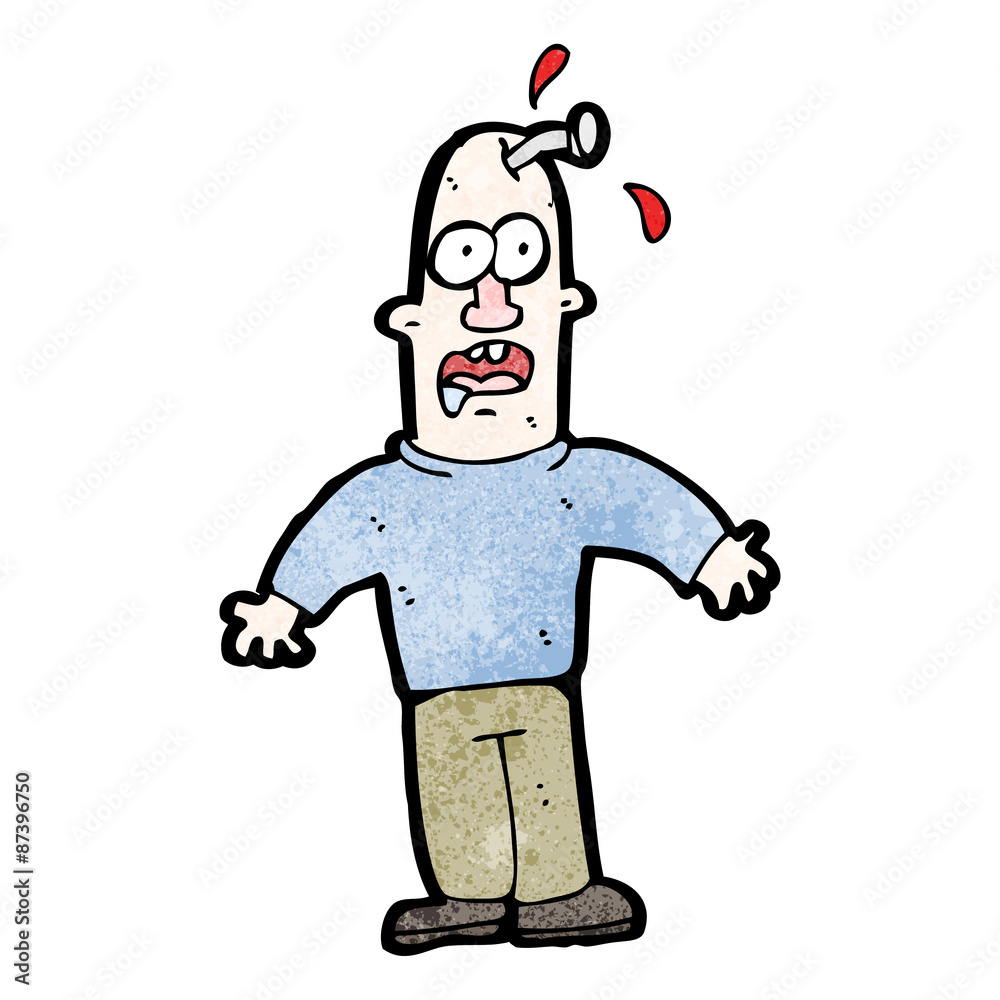 Fototapeta premium cartoon nail in man's head