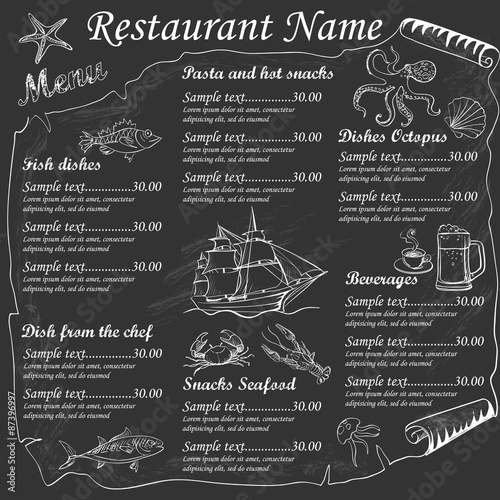 Menu Seafood restaurants