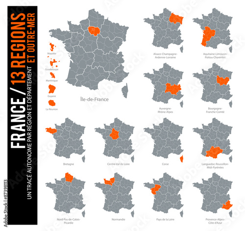 Carte de France / 13 régions et outre-mer