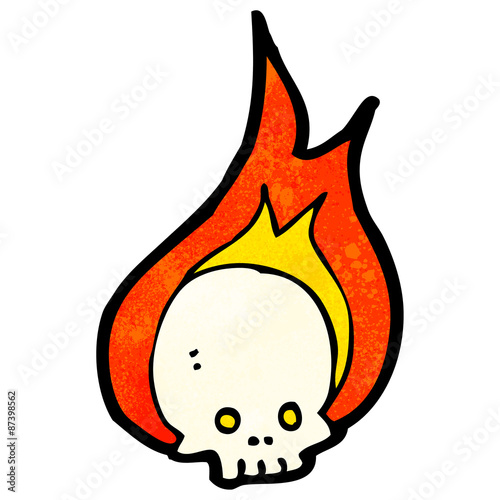 cartoon flaming skull