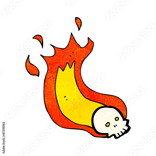 cartoon flaming skull