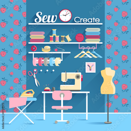 Sewing room concept design poster