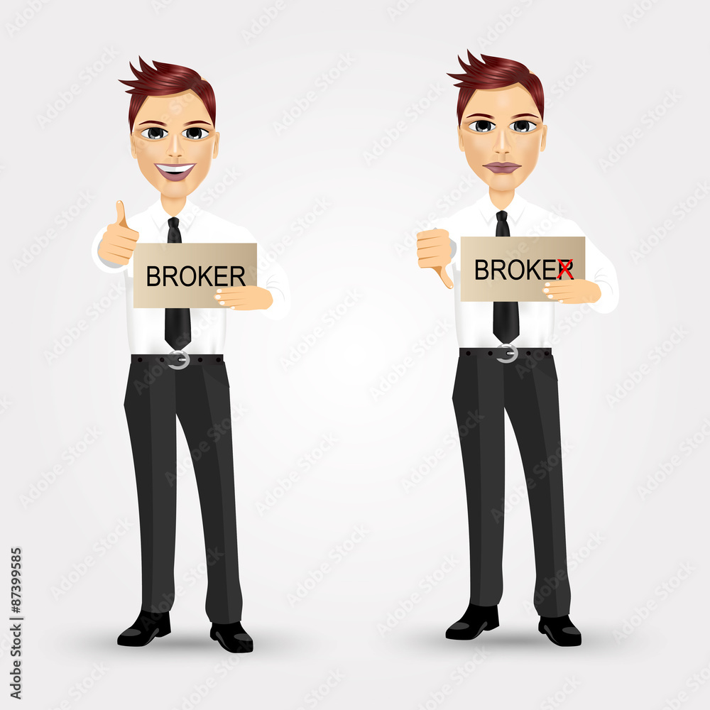 portrait of two businessmen holding a sign portrait of two businessmen holding a sign