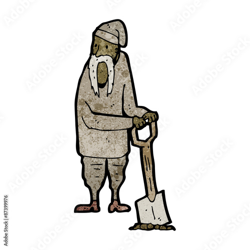 cartoon peasant digging