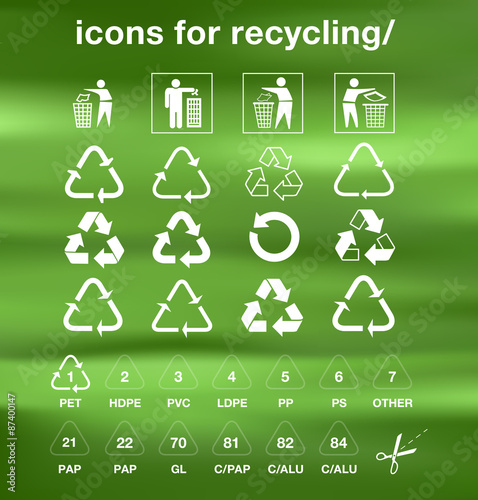Set of recycling icons. Vector elements