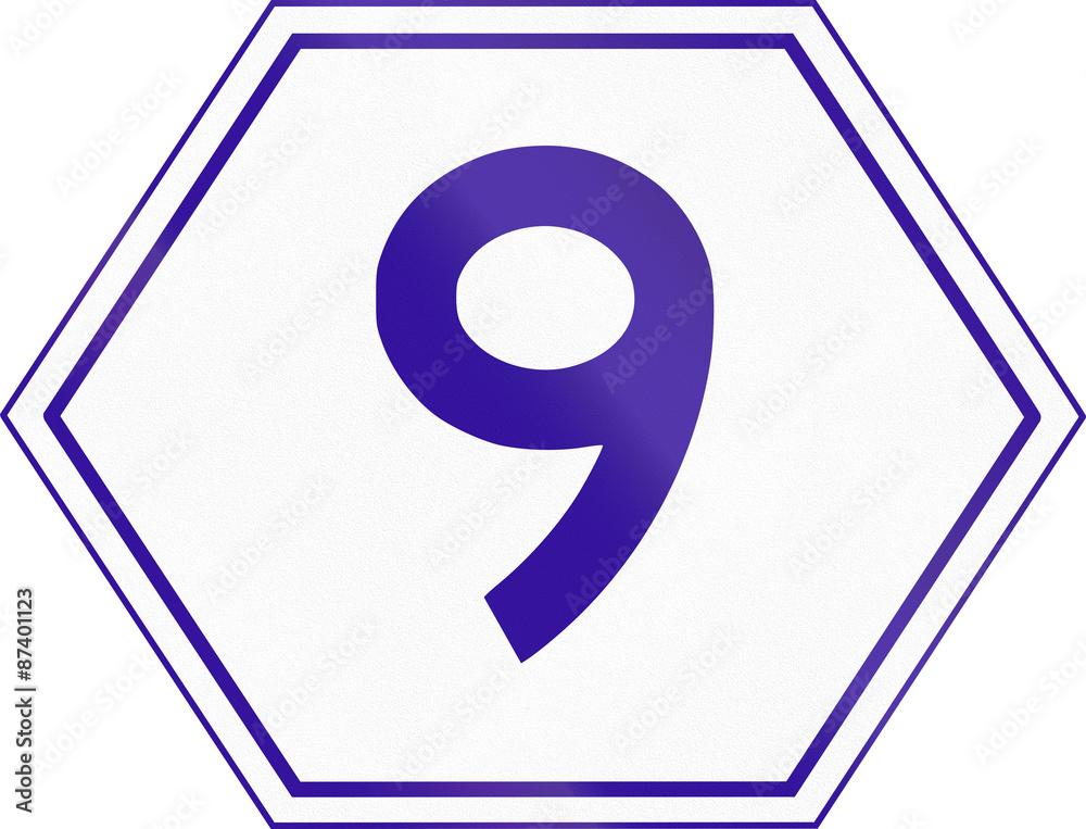 Australian Metroad Route Marker Number 9, used in Brisbane, Queensland Australian Metroad Route Marker Number 9, used in Brisbane, Queensland