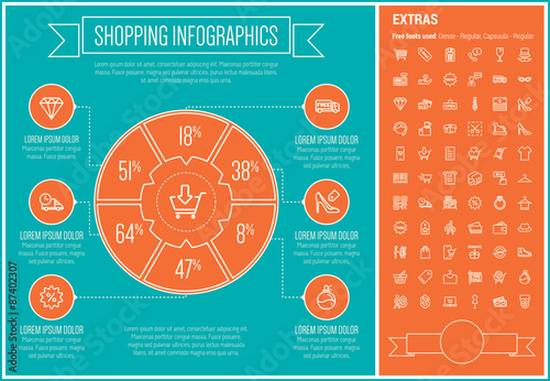 Shopping Line Design Infographic Template