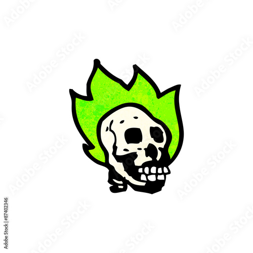 flaming spooky skull cartoon