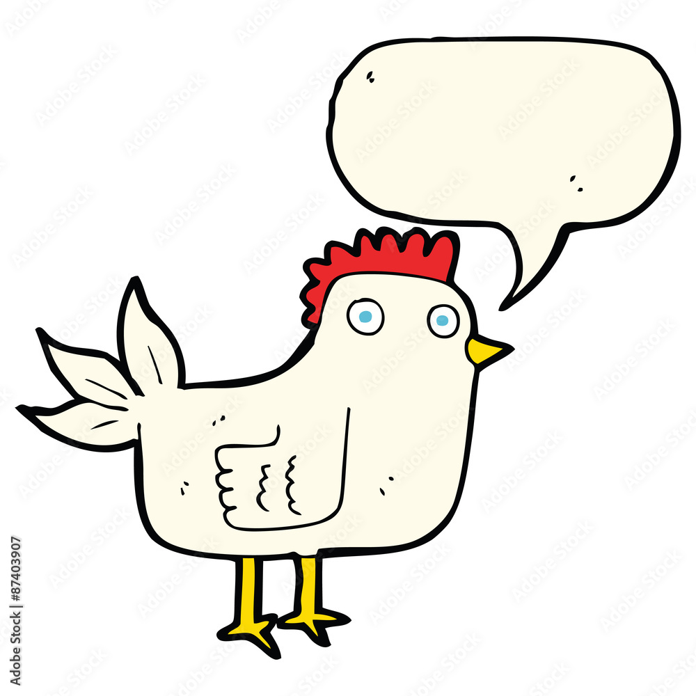 cartoon hen with speech bubble cartoon hen with speech bubble