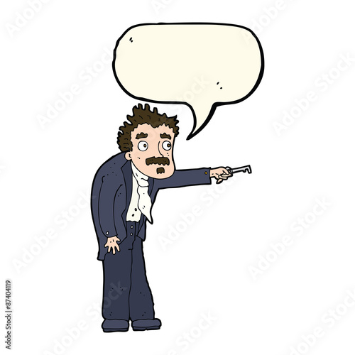 cartoon man trembling with key unlocking with speech bubble