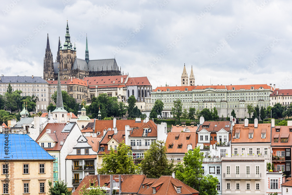 Castle, Cathedral St. Vitus from Vltava River. Prague, Czech Rep