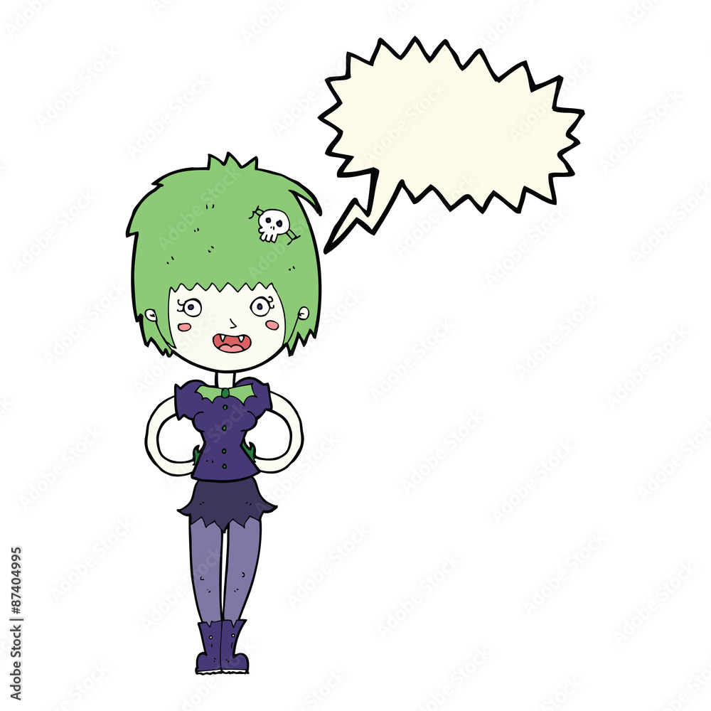 cartoon happy vampire girl with speech bubble cartoon happy vampire girl with speech bubble
