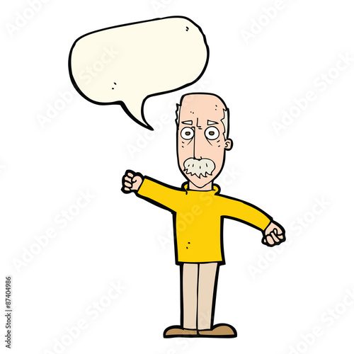 cartoon angry old man with speech bubble