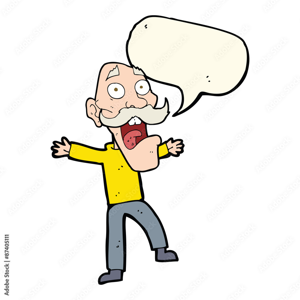 cartoon shocked old man with speech bubble cartoon shocked old man with speech bubble