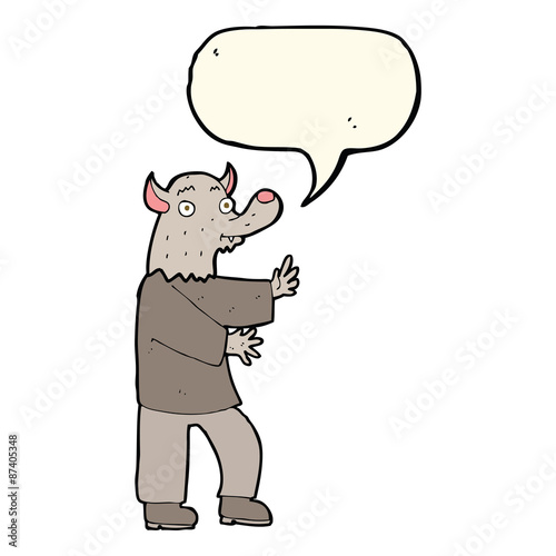 cartoon werewolf with speech bubble